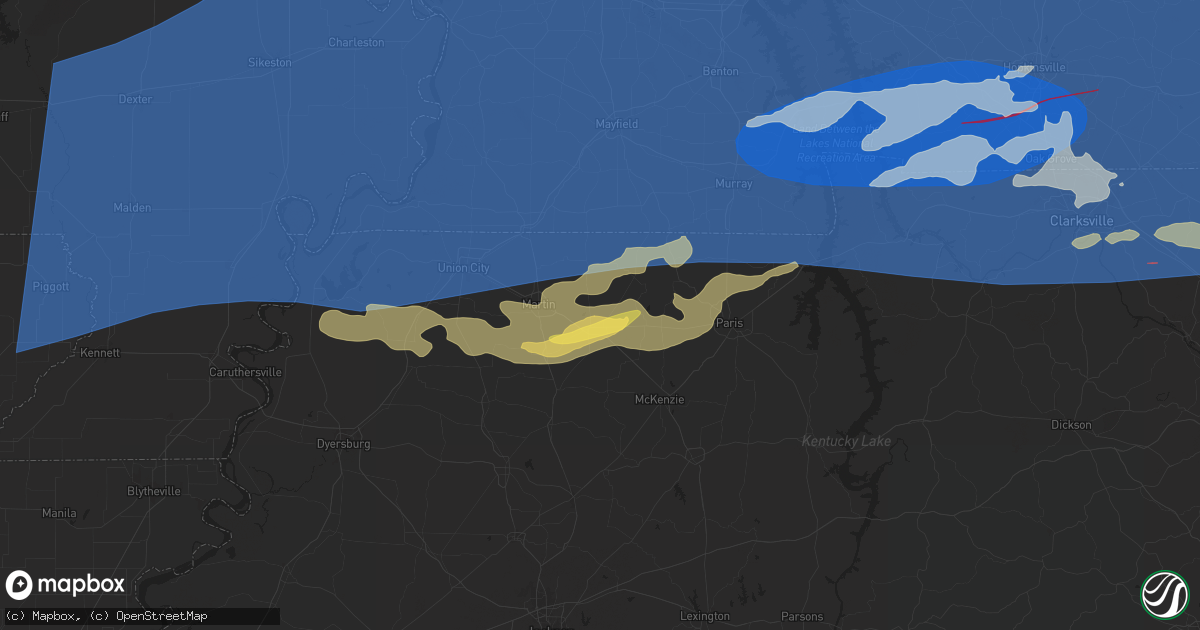 Hail map in Dresden, TN on May 26, 2024