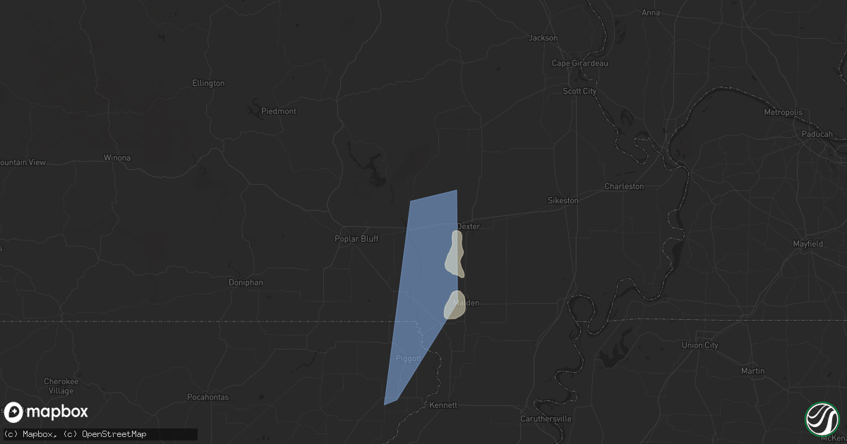 Hail map in Dudley, MO on May 26, 2024