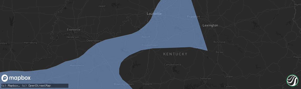 Hail map in Elizabethtown, KY on May 26, 2024