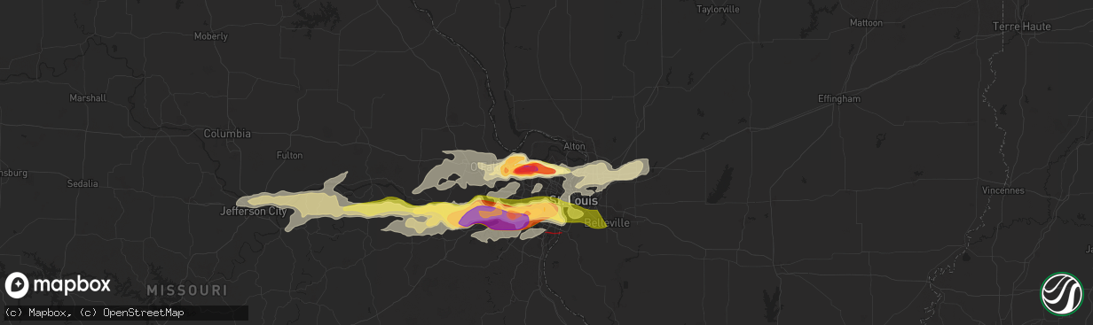 Hail map in Florissant, MO on May 26, 2024