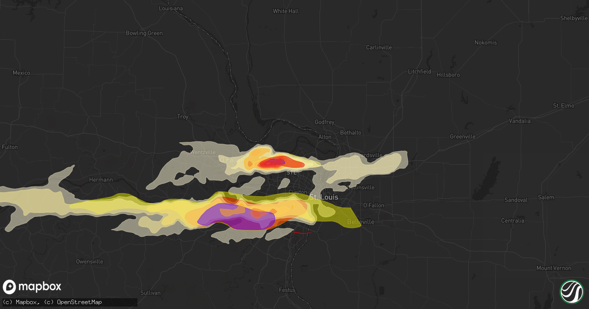Hail map in Florissant, MO on May 26, 2024