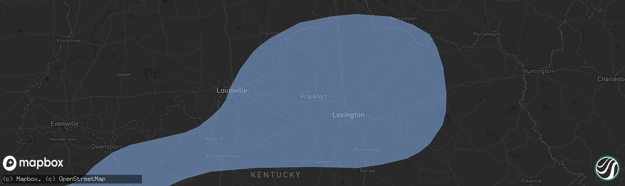 Hail map in Frankfort, KY on May 26, 2024