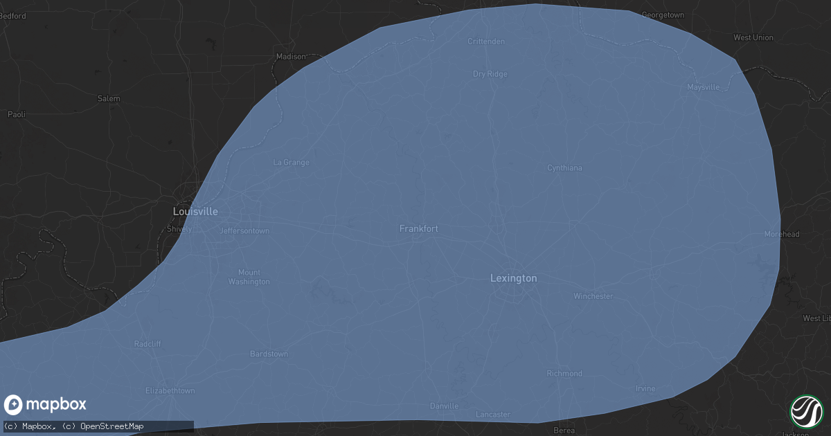Hail map in Frankfort, KY on May 26, 2024