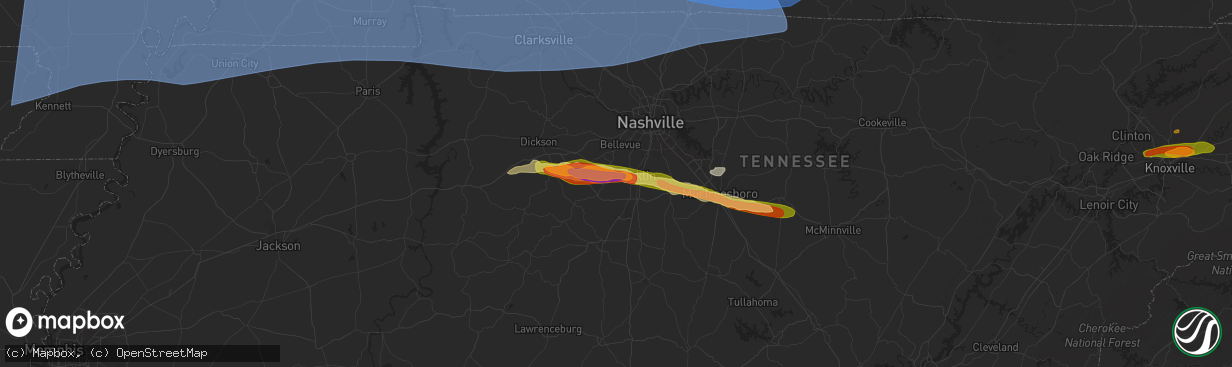 Hail map in Franklin, TN on May 26, 2024