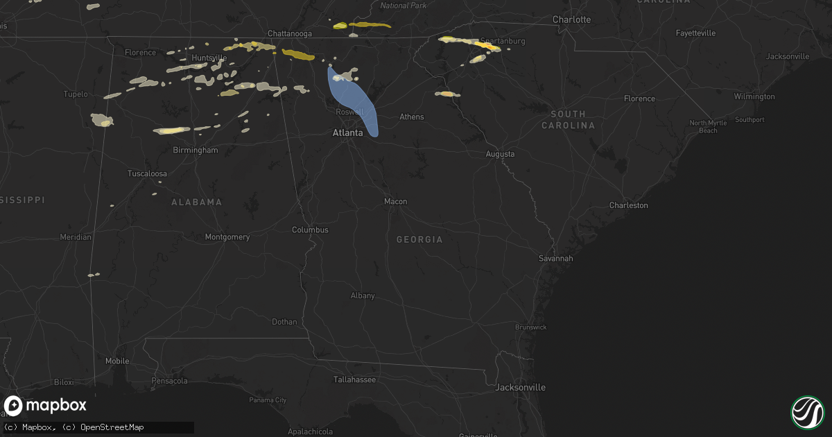 Hail map in Georgia on May 26, 2024