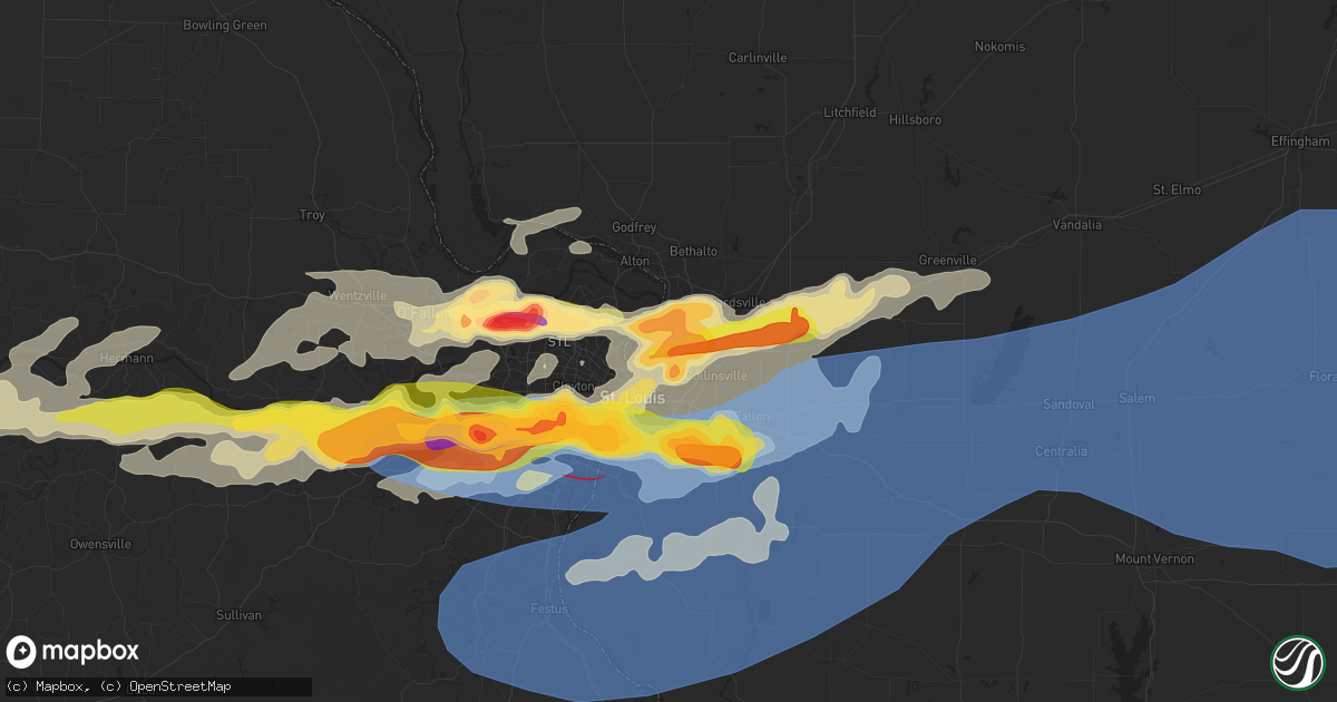 Hail map in Granite City, IL on May 26, 2024