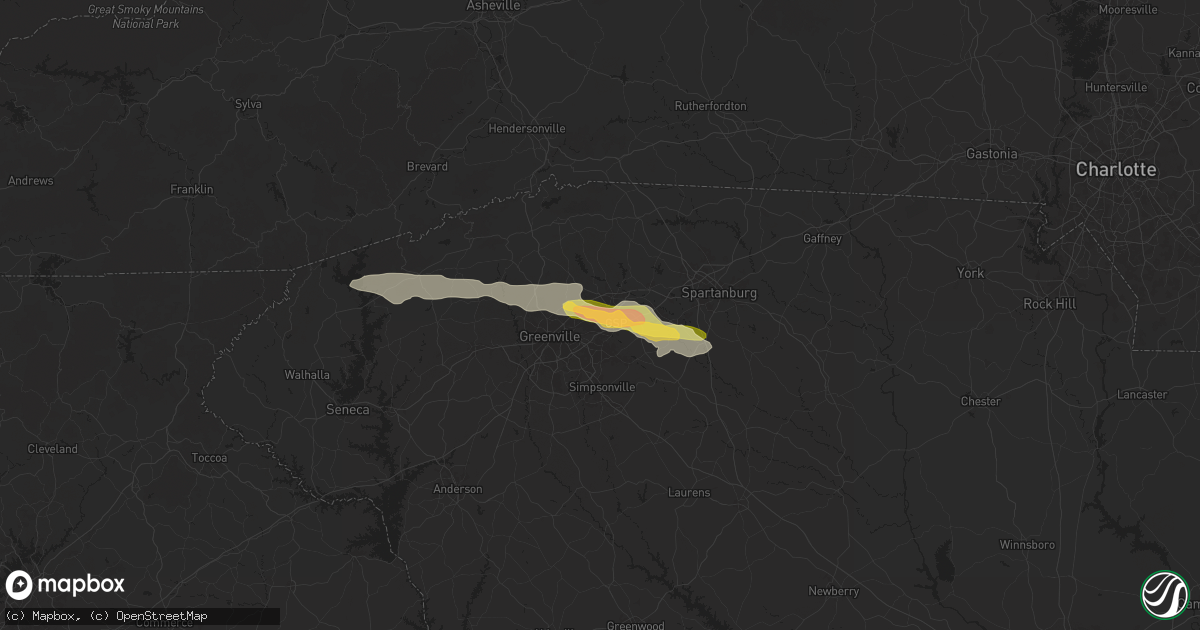 Hail map in Greer, SC on May 26, 2024
