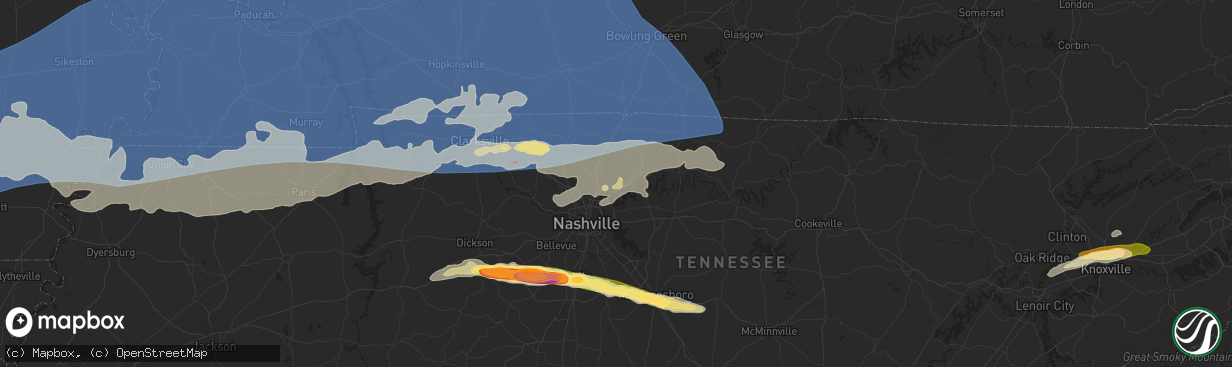 Hail map in Hendersonville, TN on May 26, 2024