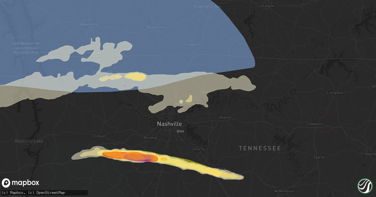 Hail map in Hendersonville, TN on May 26, 2024