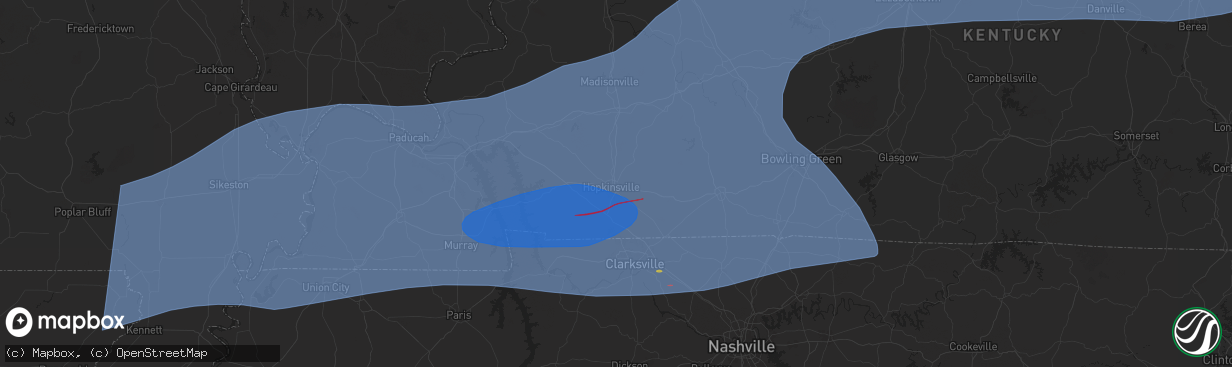 Hail map in Hopkinsville, KY on May 26, 2024
