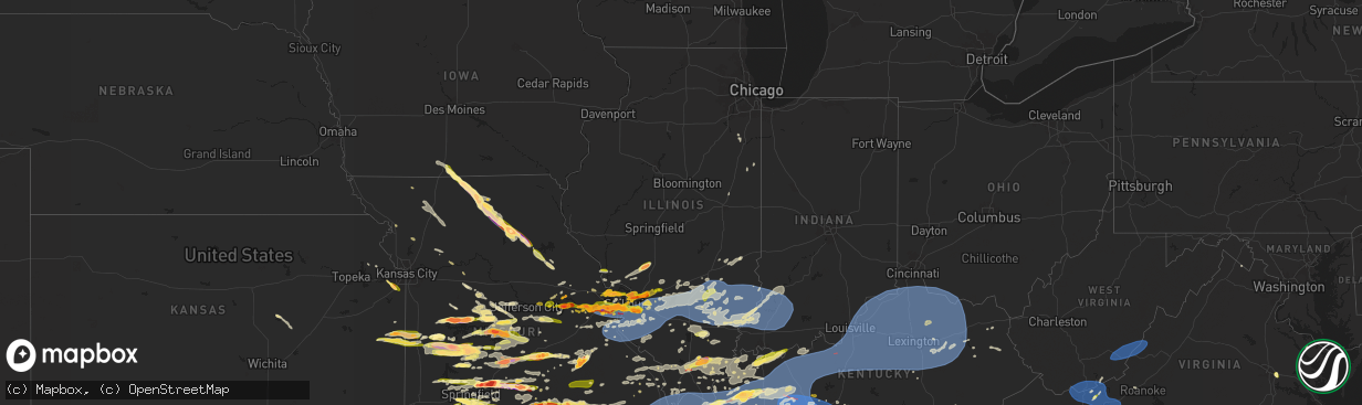 Hail map in Illinois on May 26, 2024