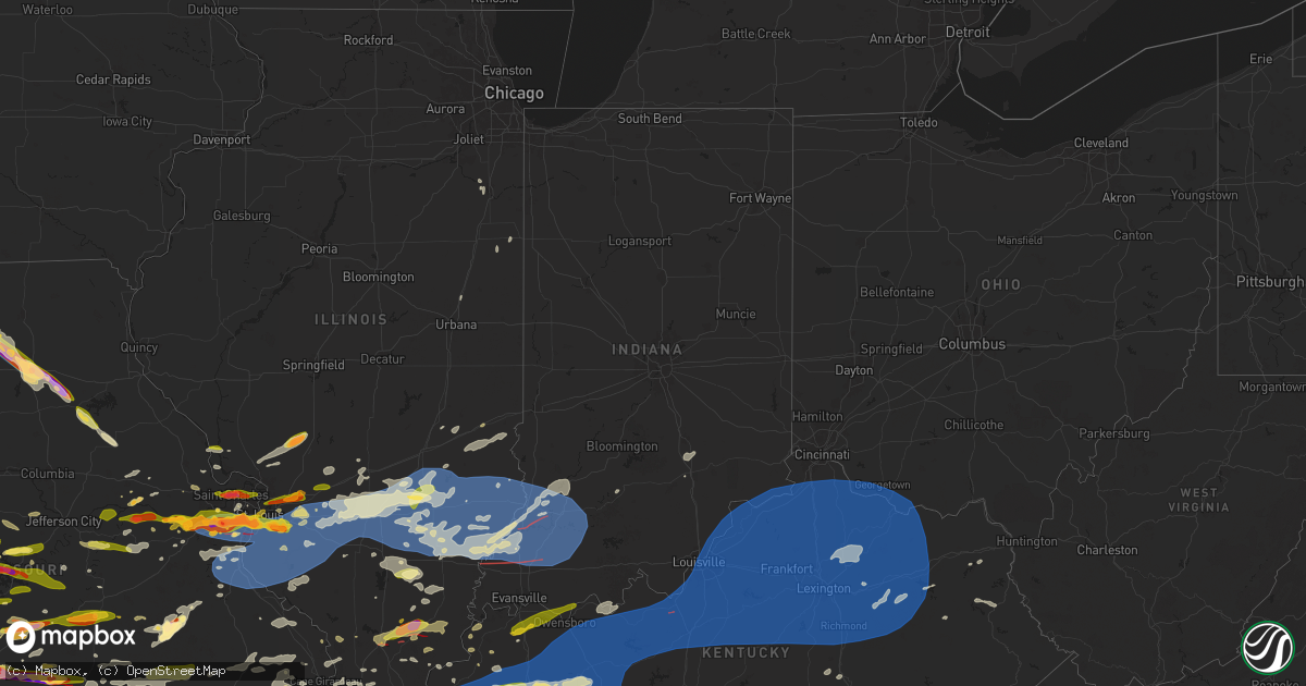 Hail map in Indiana on May 26, 2024