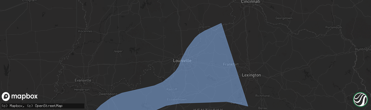 Hail map in Jeffersonville, IN on May 26, 2024