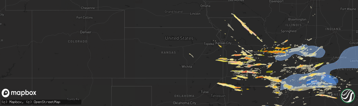 Hail map in Kansas on May 26, 2024