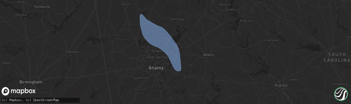 Hail map in Lawrenceville, GA on May 26, 2024