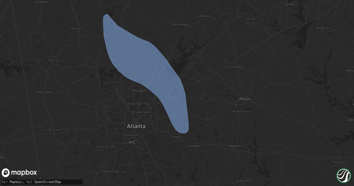 Hail map in Lawrenceville, GA on May 26, 2024