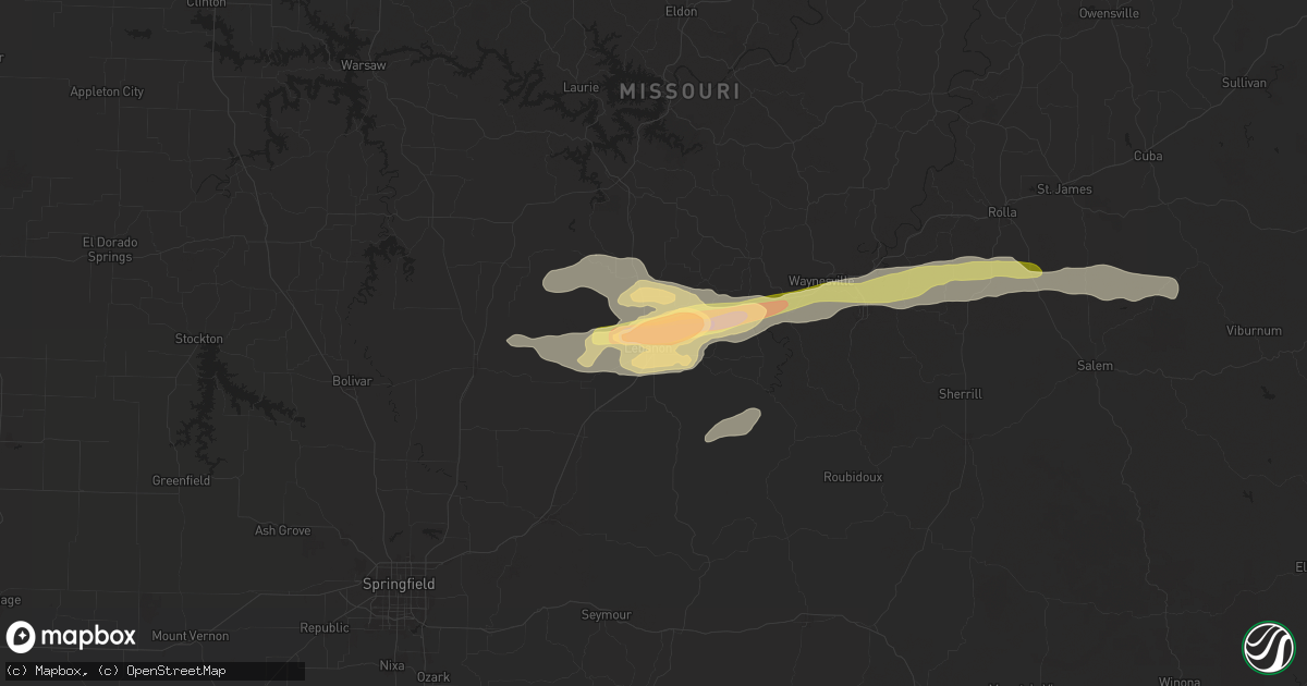 Hail map in Lebanon, MO on May 26, 2024