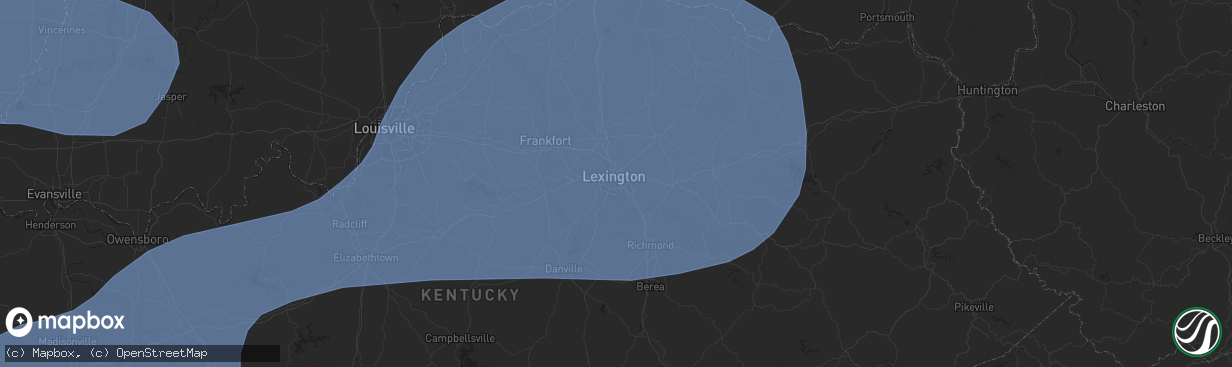 Hail map in Lexington, KY on May 26, 2024