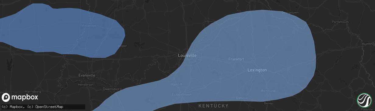 Hail map in Louisville, KY on May 26, 2024