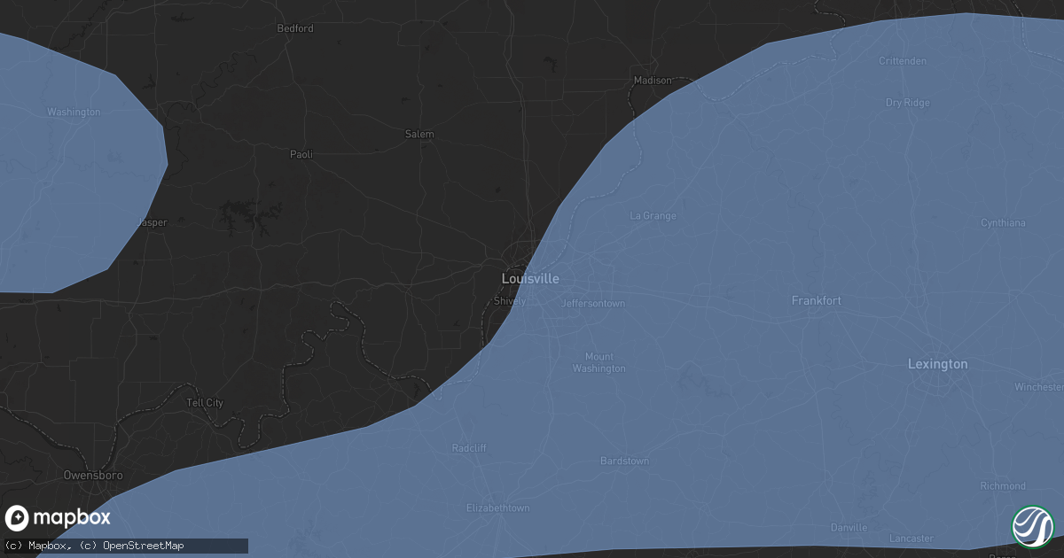 Hail map in Louisville, KY on May 26, 2024