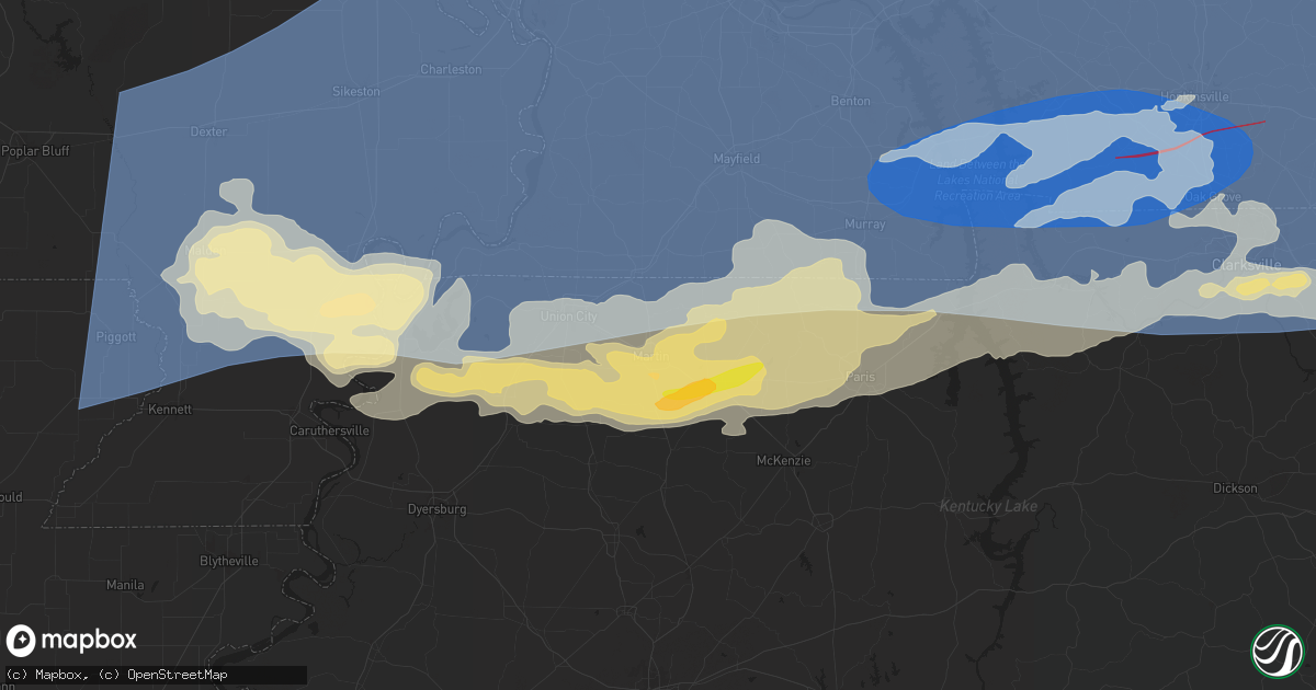 Hail map in Martin, TN on May 26, 2024