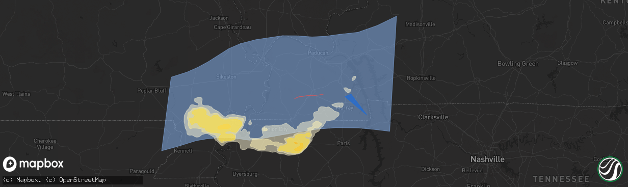 Hail map in Mayfield, KY on May 26, 2024