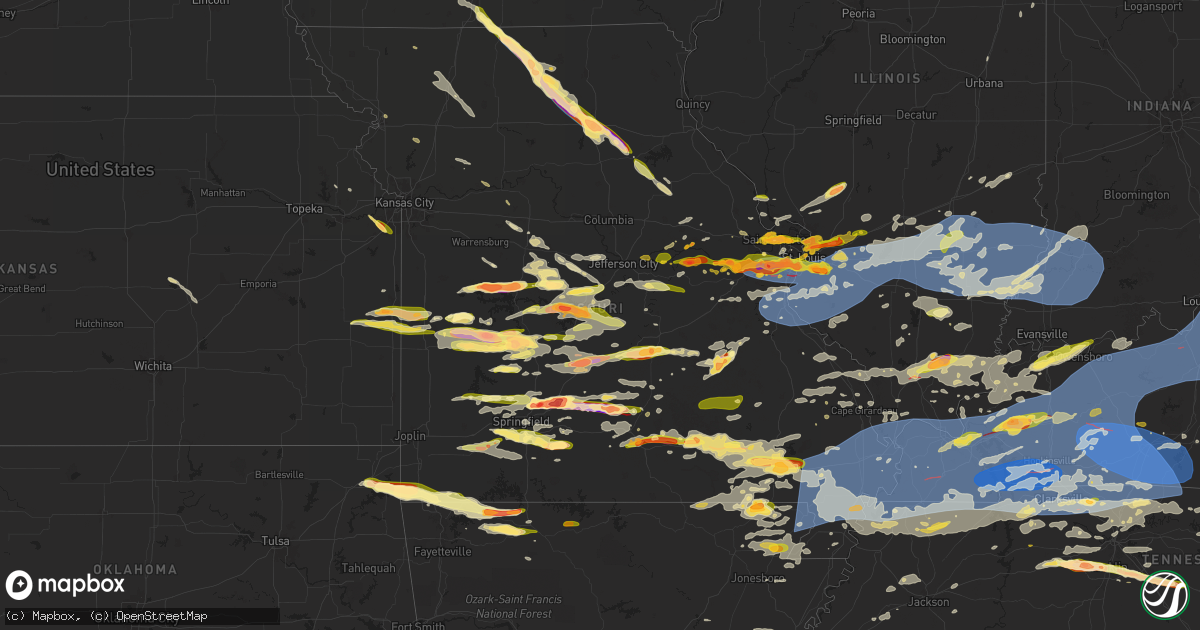 Hail map in Missouri on May 26, 2024