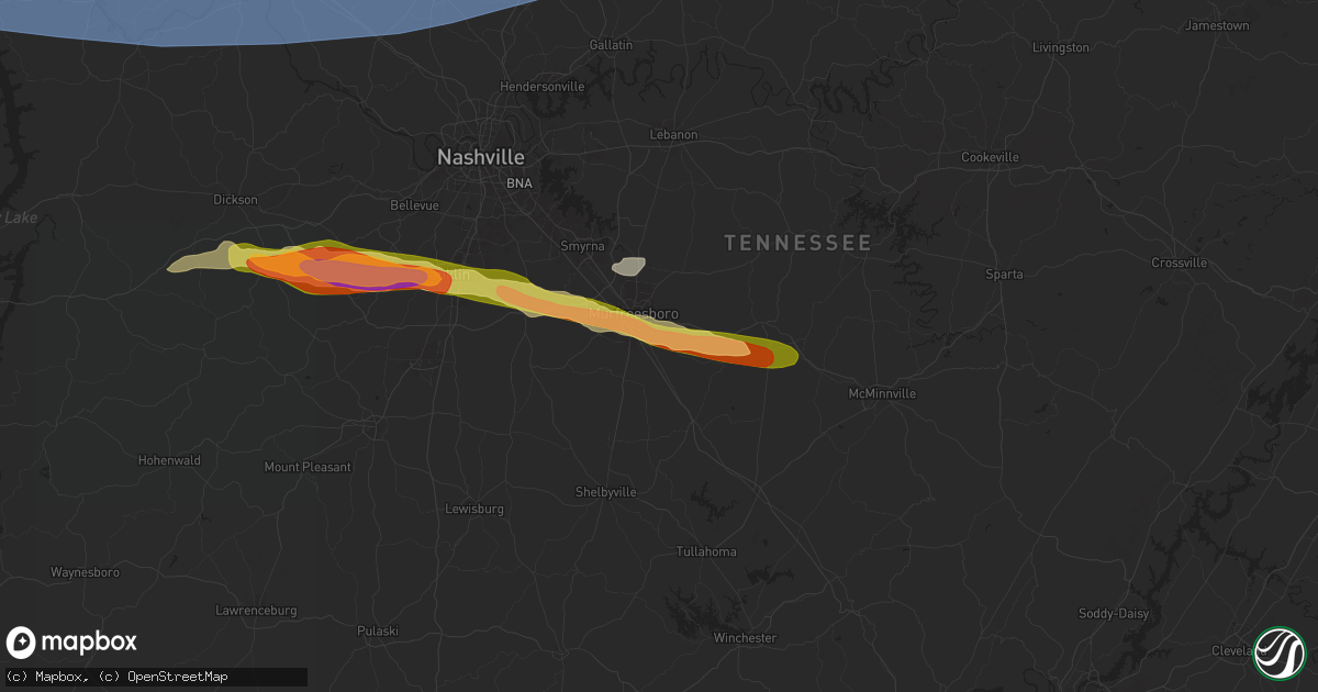 Hail map in Murfreesboro, TN on May 26, 2024