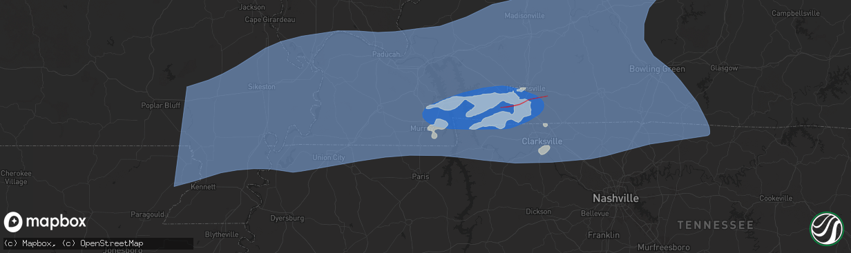 Hail map in Murray, KY on May 26, 2024