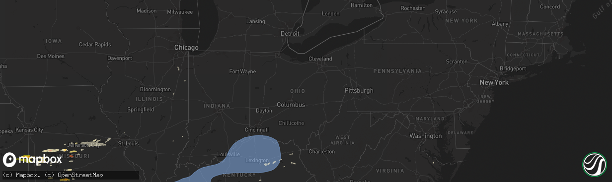 Hail map in Ohio on May 26, 2024