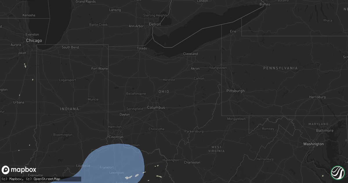 Hail map in Ohio on May 26, 2024