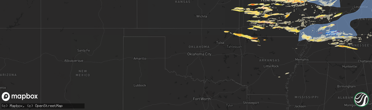 Hail map in Oklahoma on May 26, 2024
