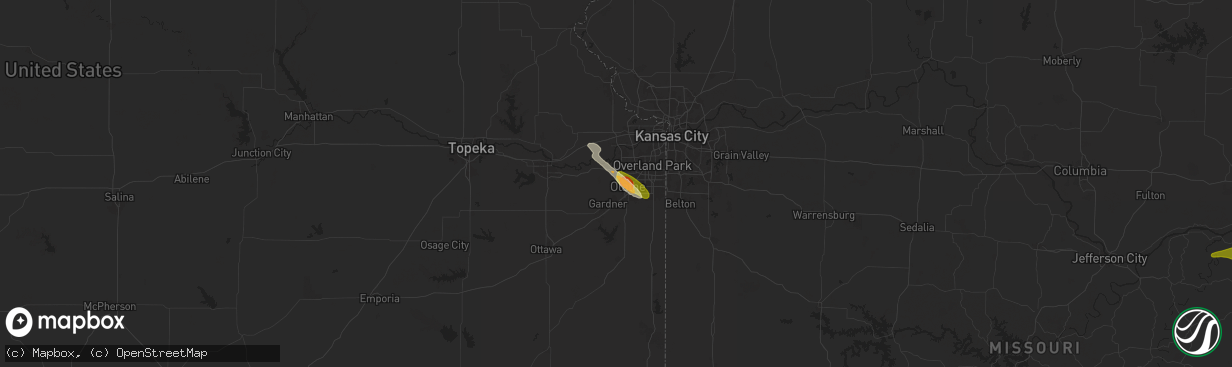 Hail map in Olathe, KS on May 26, 2024