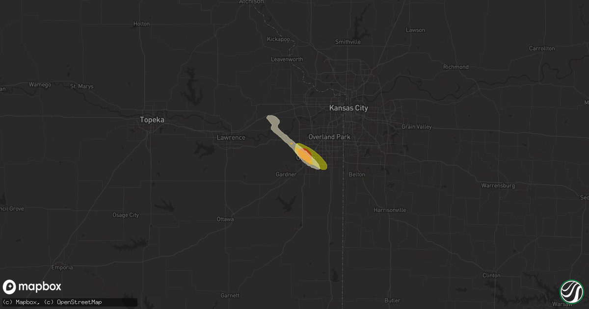 Hail map in Olathe, KS on May 26, 2024