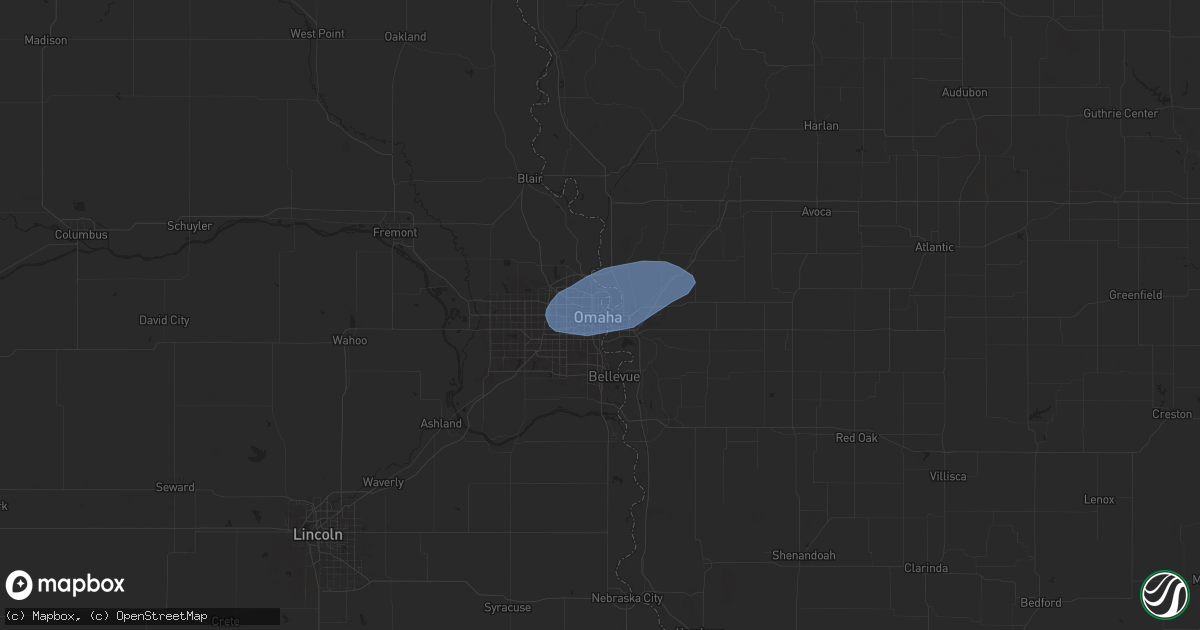 Hail map in Omaha, NE on May 26, 2024