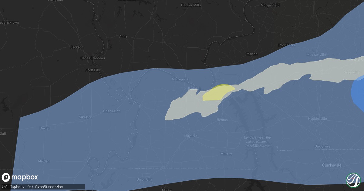 Hail map in Paducah, KY on May 26, 2024