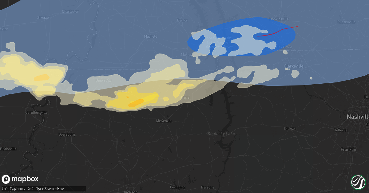 Hail map in Paris, TN on May 26, 2024