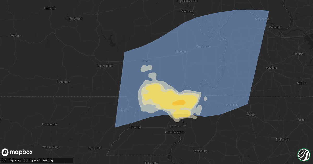 Hail map in Parma, MO on May 26, 2024