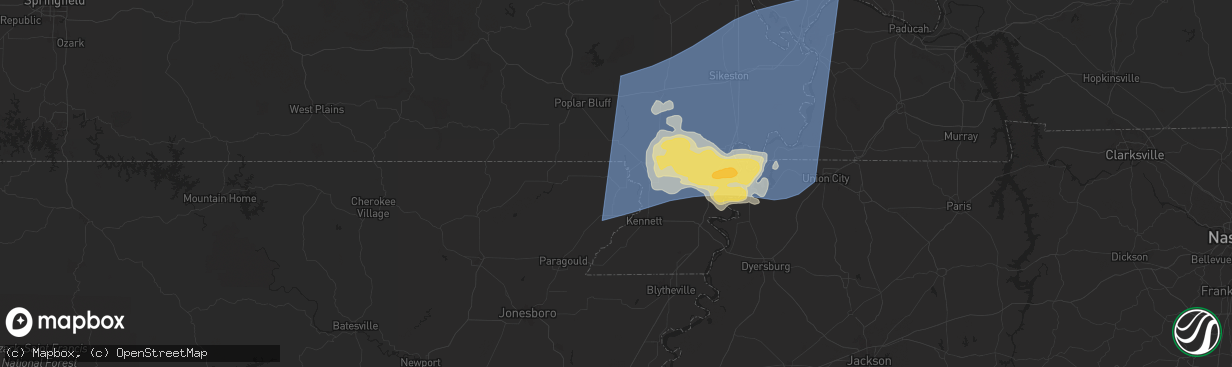 Hail map in Piggott, AR on May 26, 2024