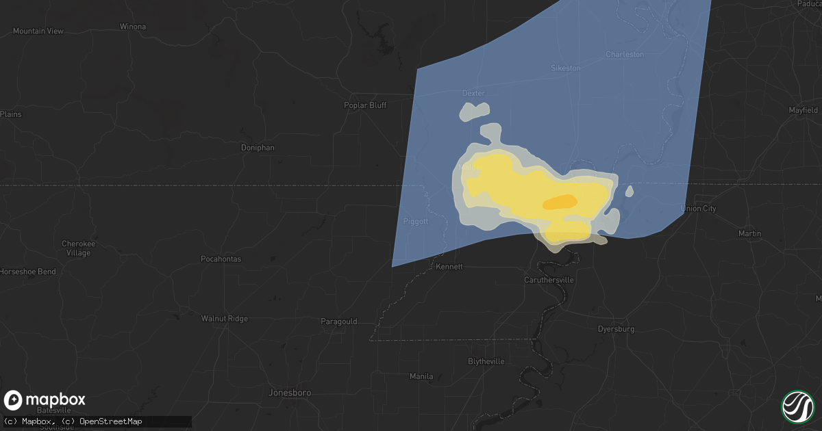 Hail map in Piggott, AR on May 26, 2024