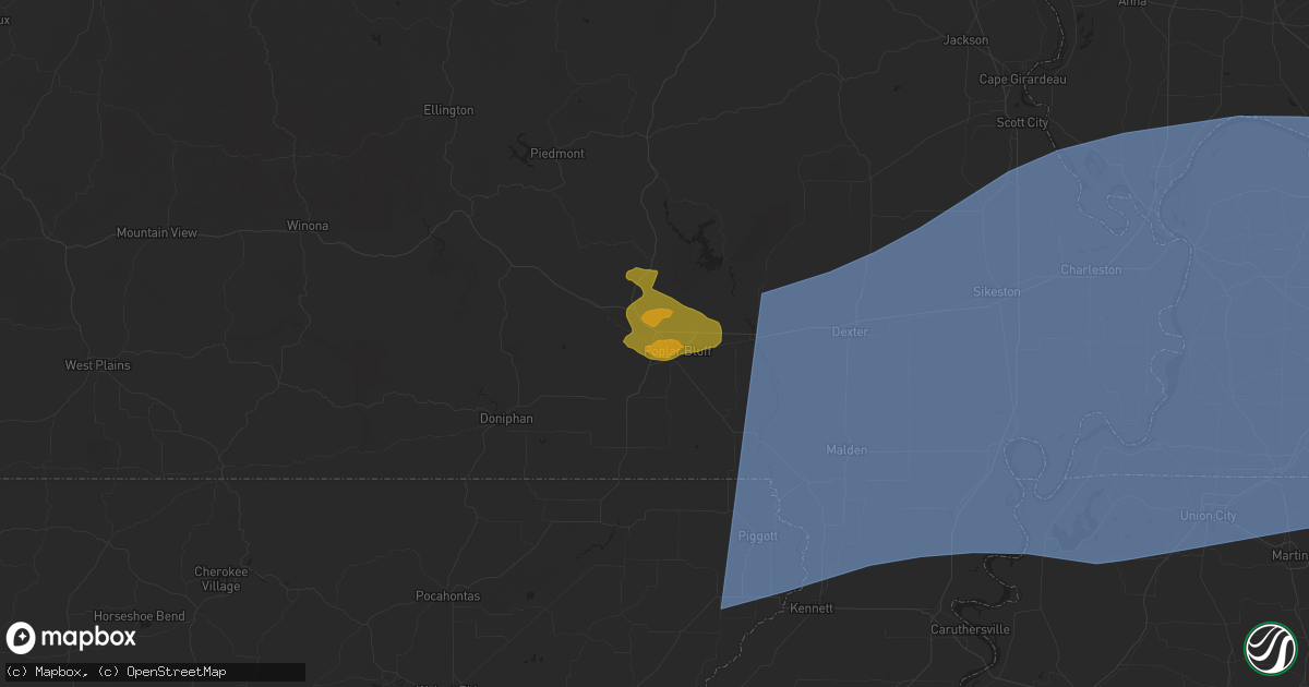 Hail map in Poplar Bluff, MO on May 26, 2024