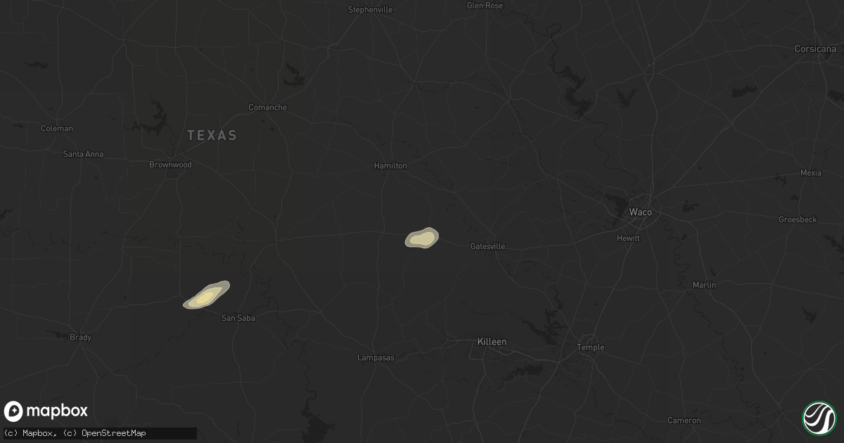 Hail map in Purmela, TX on May 26, 2024