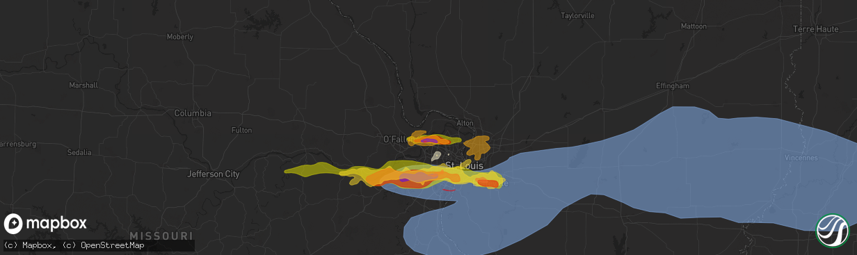 Hail map in Saint Charles, MO on May 26, 2024