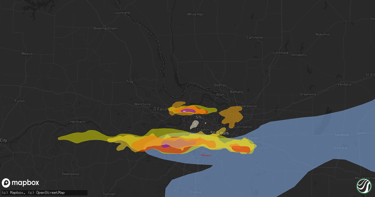 Hail map in Saint Charles, MO on May 26, 2024