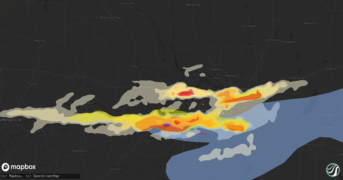 Hail map in Saint Peters, MO on May 26, 2024