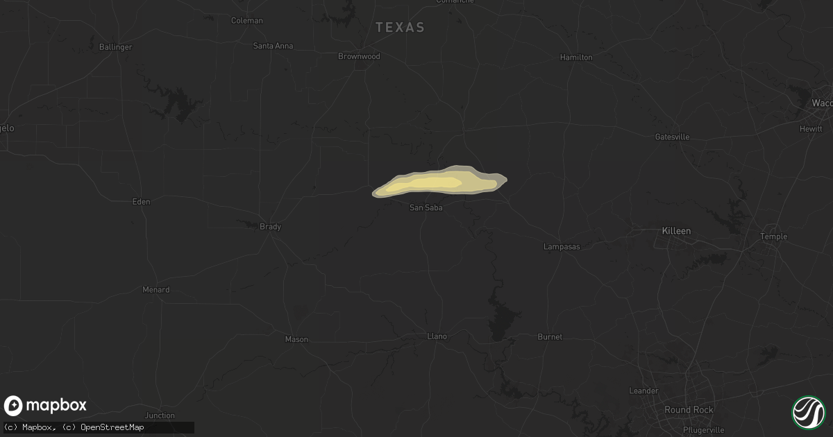 Hail map in San Saba, TX on May 26, 2024