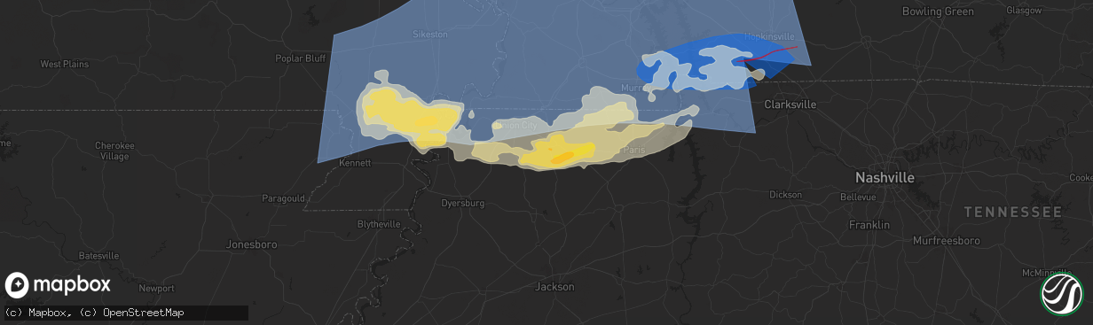 Hail map in Sharon, TN on May 26, 2024