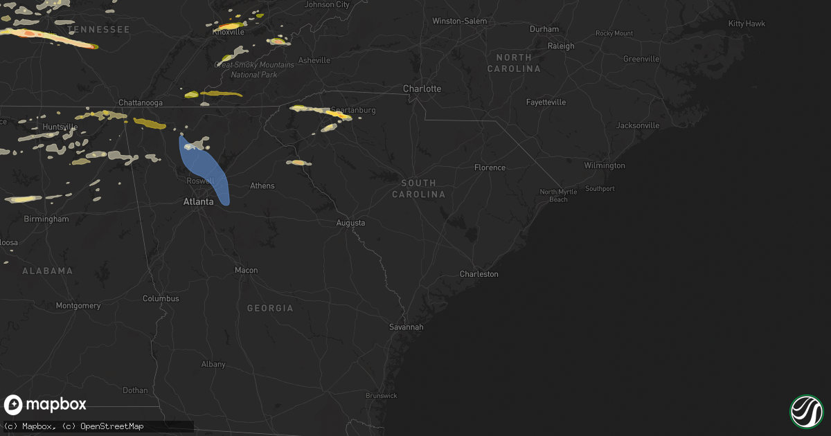 Hail map in South Carolina on May 26, 2024