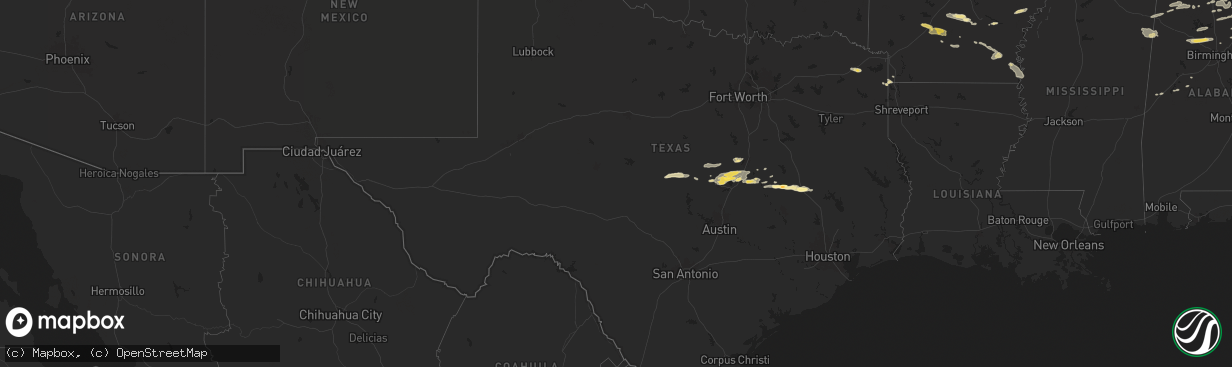 Hail map in Texas on May 26, 2024