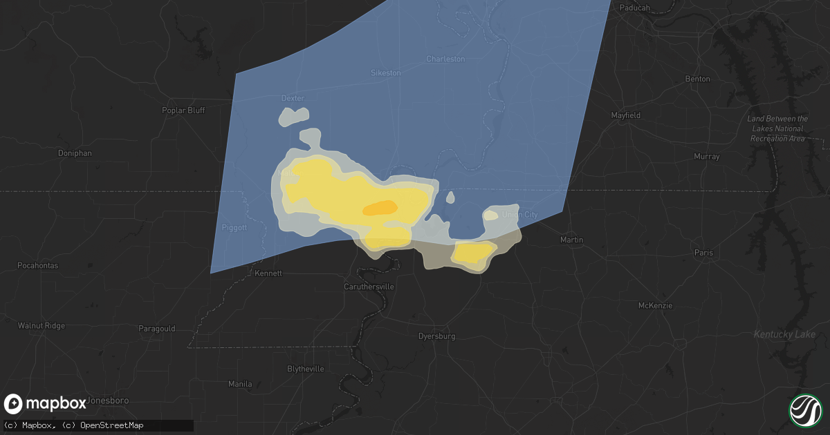 Hail map in Tiptonville, TN on May 26, 2024